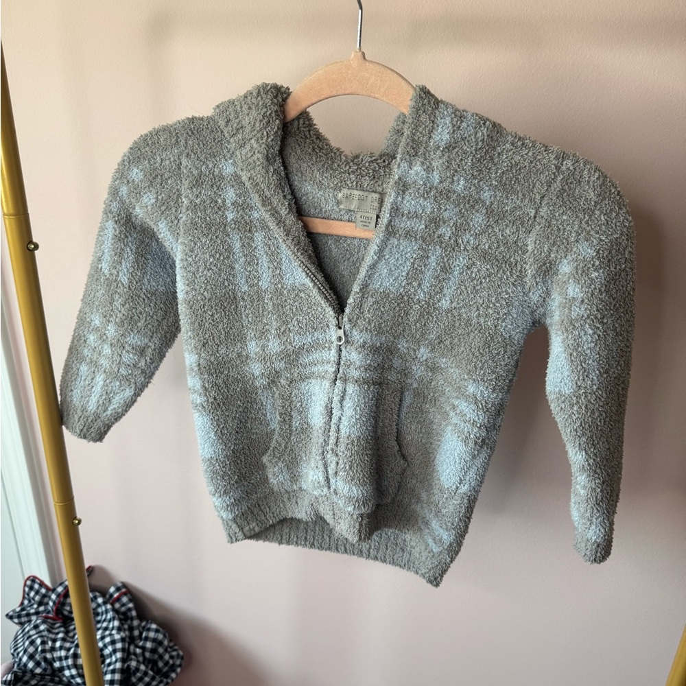 Barefoot Dreams Cozy Hooded Plush Zip Sweater